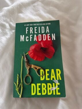Dear Debbie by Freida McFadden - Dark Green Cover with Red Flower